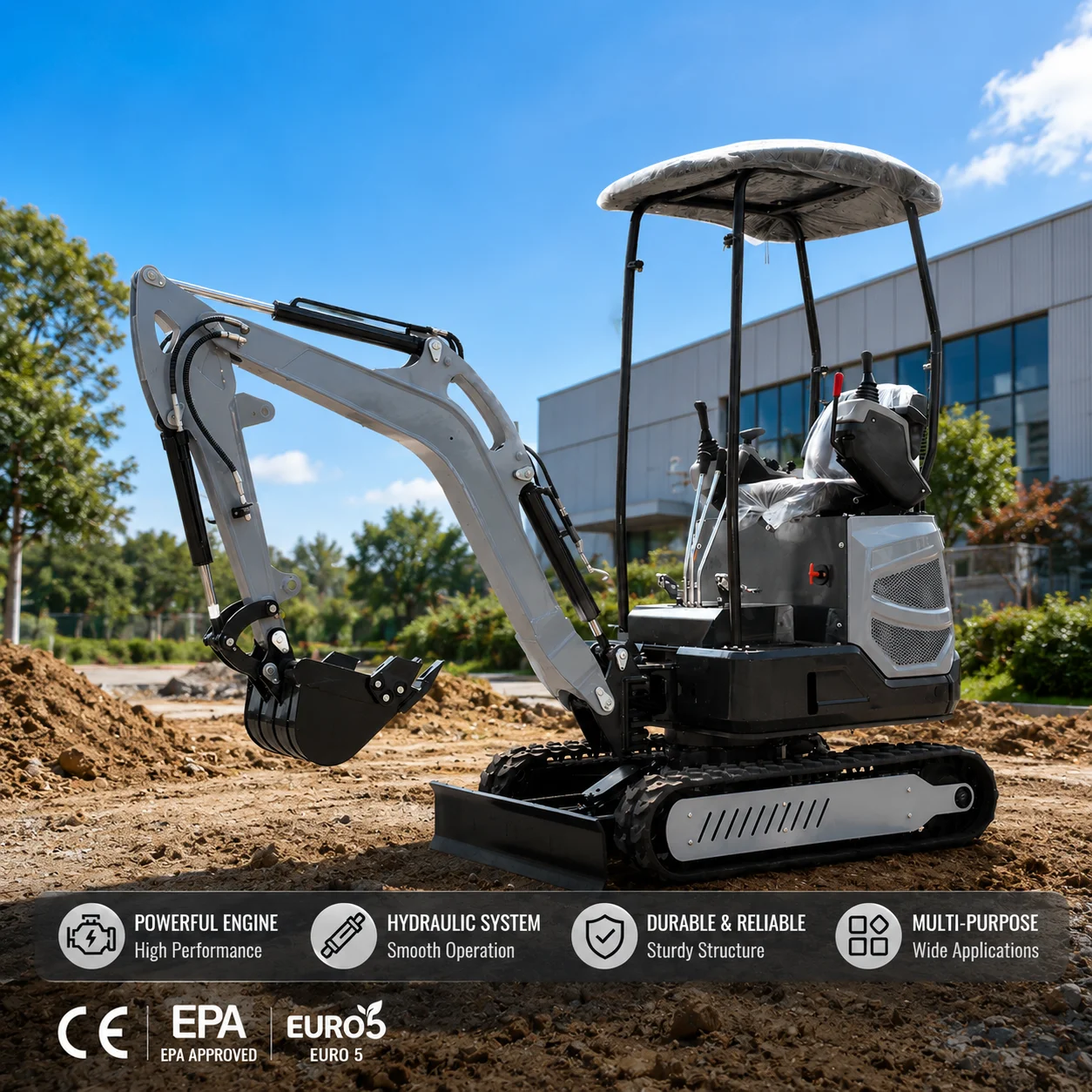 1,8-Tonnen-Minibagger 18U Kompakter Raupenbagger Hydraulikbagger CE EPA Euro 5 für Landwirtschaft und Bauwesen