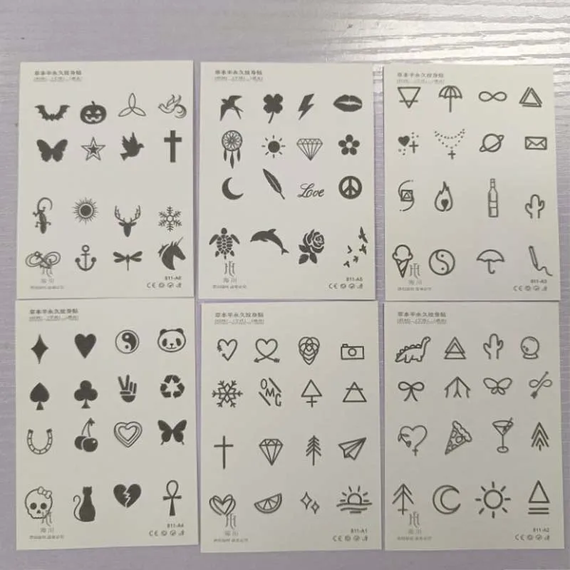 6pcs Small Finger Design Waterproof Temporary Tattoo, Long-Lasting, Realistic Fake Tattoo for Men and Women 5