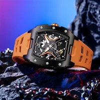 Montre mécanique automatique pour homme ONOLA en or rose, bracelet en silicone, étanche, cadran lumineux creux 5