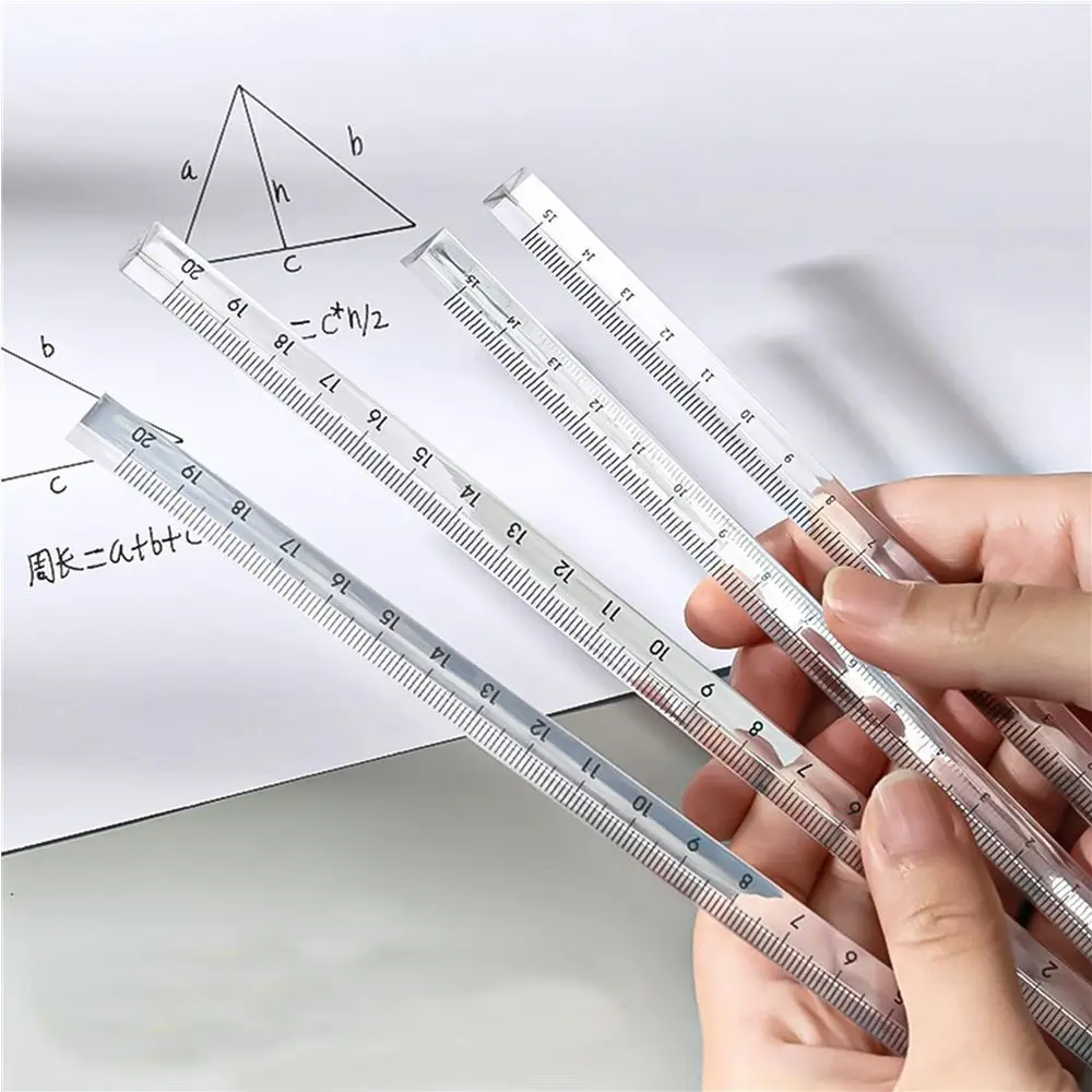 

Simple Acrylic Office School Supplies Triangular Rulers Transparent Straight Ruler Measuring Tools Students Stationery