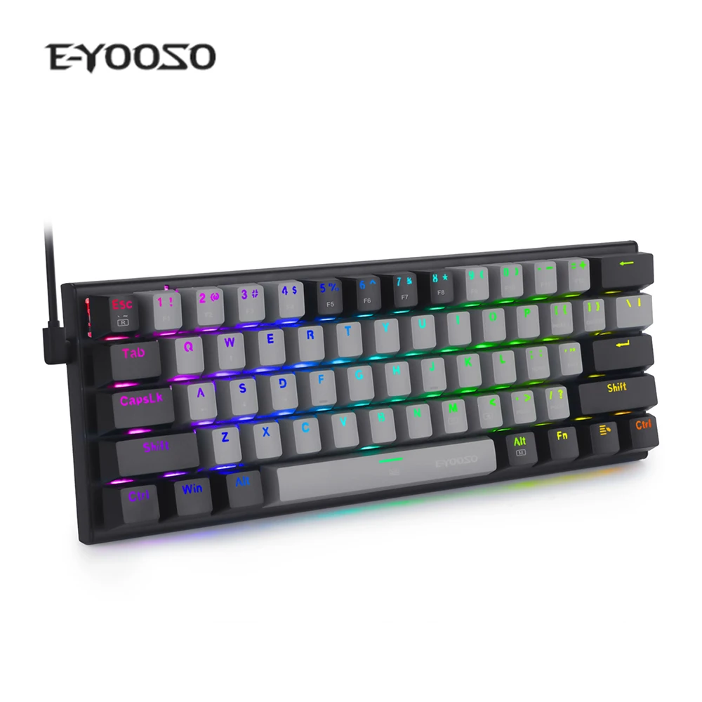 

60% Mechanical Keyboard 61 keys Waterproof USB Type C Wired Gaming Keyboard RGB backlit Keypad ergonomic wired game keyboard