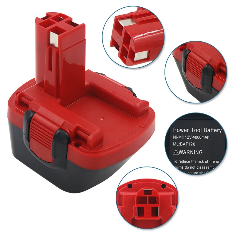 Сменная аккумуляторная батарея BAT045, BAT046, 12 В, Ni-MH, 4000 мАч, для Bosch, BAT043, BAT049, BAT120, BAT139, GSR12-2