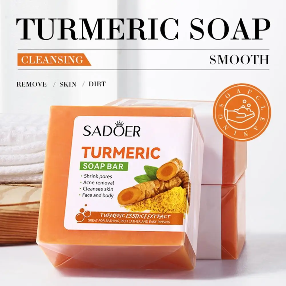 100g Whitening Soap Natural Handmade Soap Clean Cutin Turmeric Soap Oil Control Removal Acne Skin Care Soap Body Care cleansing soap natural lemon handmade soap facial cleanser oil control deep care shower gel skin whitening body care100g