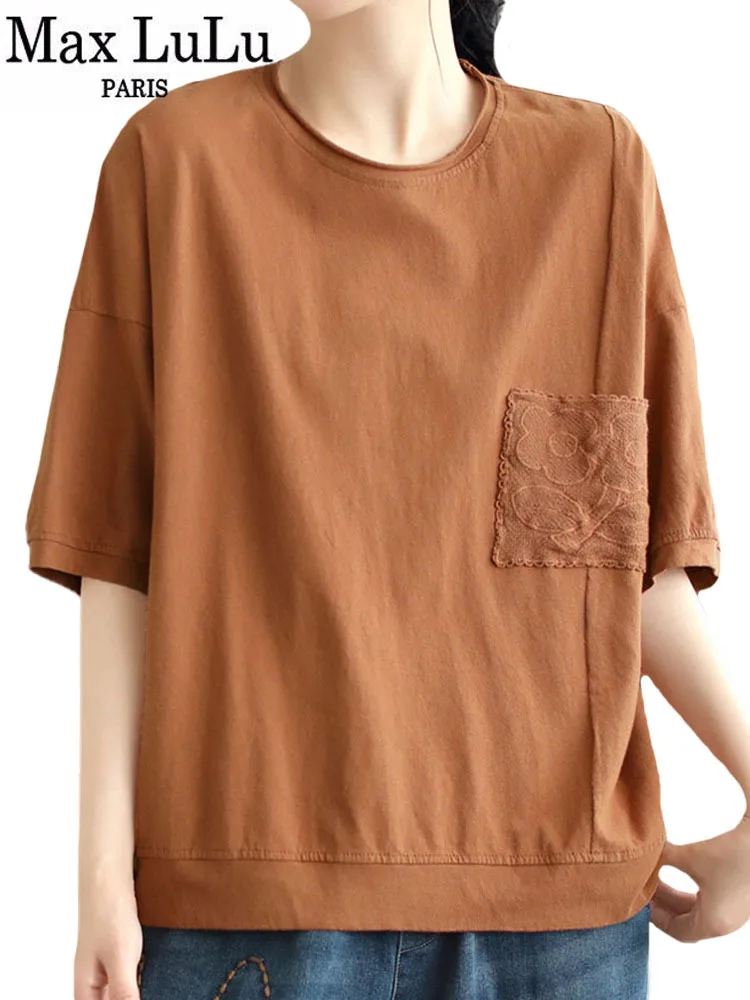 Max Lulu 2023 Summer Tees Womens Fashion T-Shirt In Cotone Allentato Ladies Luxury Casual Vintage Harajuku O Neck Top Vestiti Classici