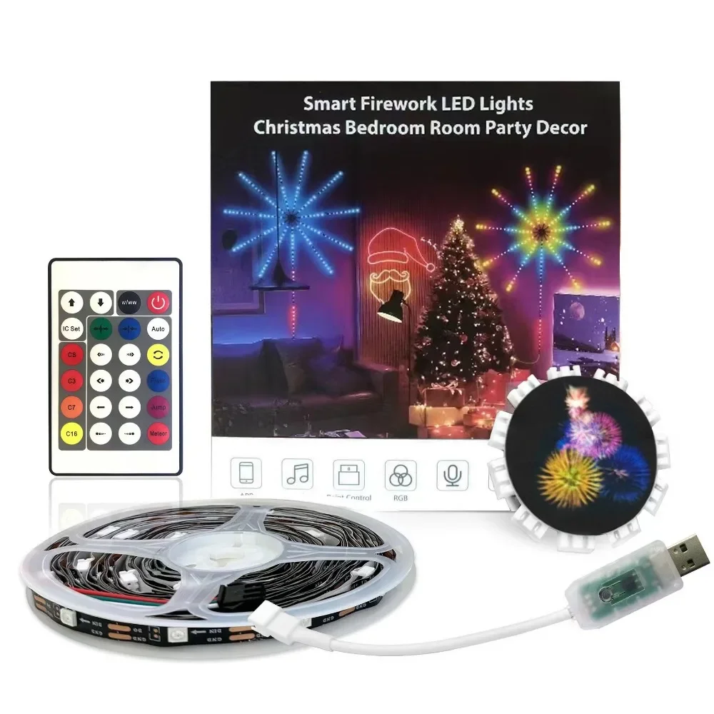 Fireworks Lamp Strip Led Magic Color Music Voice-Activated Sensor Light Decoration Ambience Light App Control Explosion RGB Suit