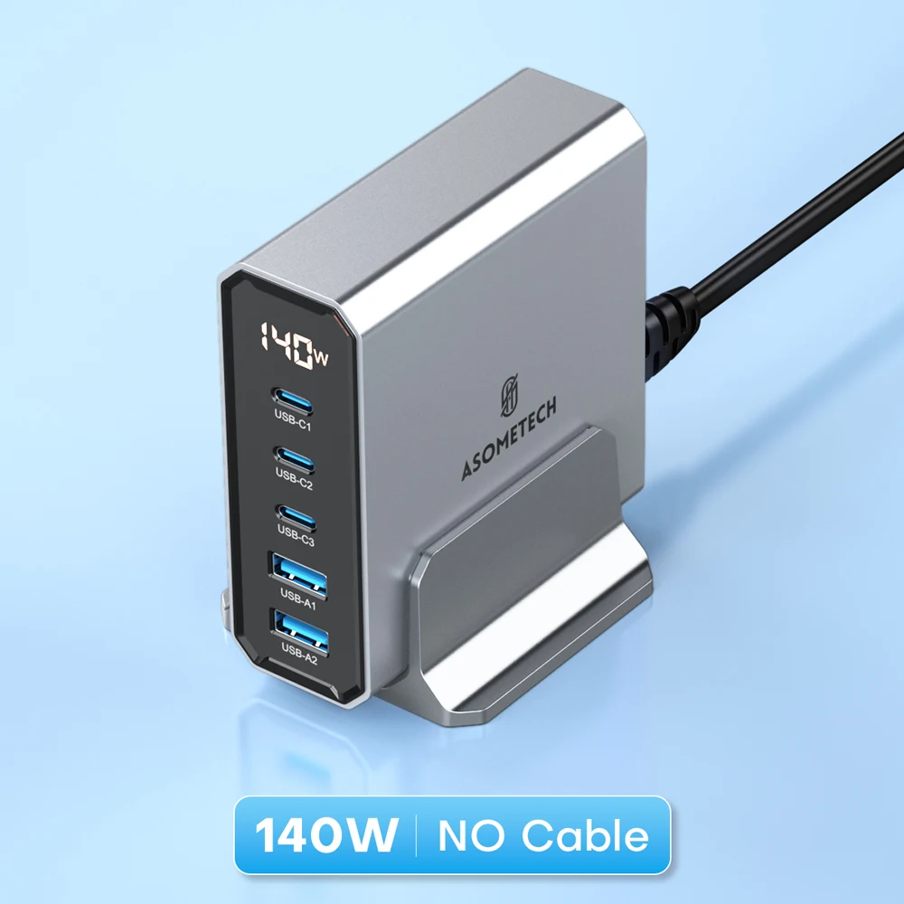 Asometech 140w gan usbタイプc高速充電器複数ポートqc4.0 pd急速充電