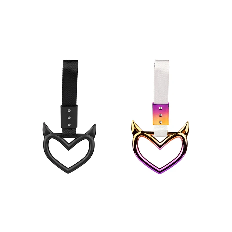 Car Tow Strap Charm Colorful Car Tow Strap Tsurikawa Ring Heart JDM Train Bus Handle Hand Strap Styling Drift Charm Auto Accessories