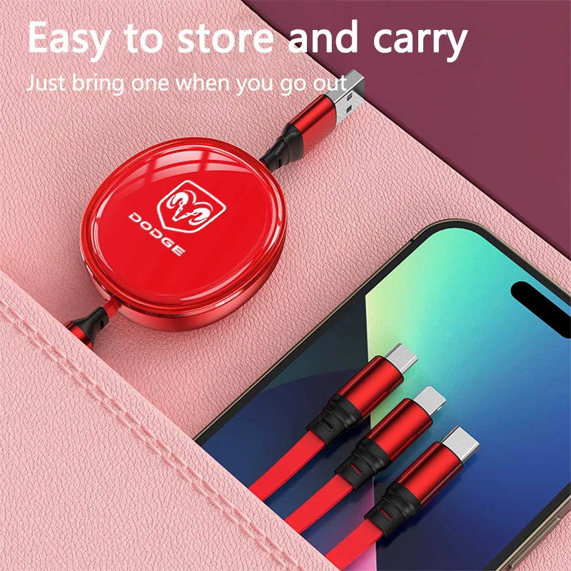 3 in 1 small data cable USB Type C fast charging cable for Dodge SRT Journey charger Challenger Nitro Durango accessories