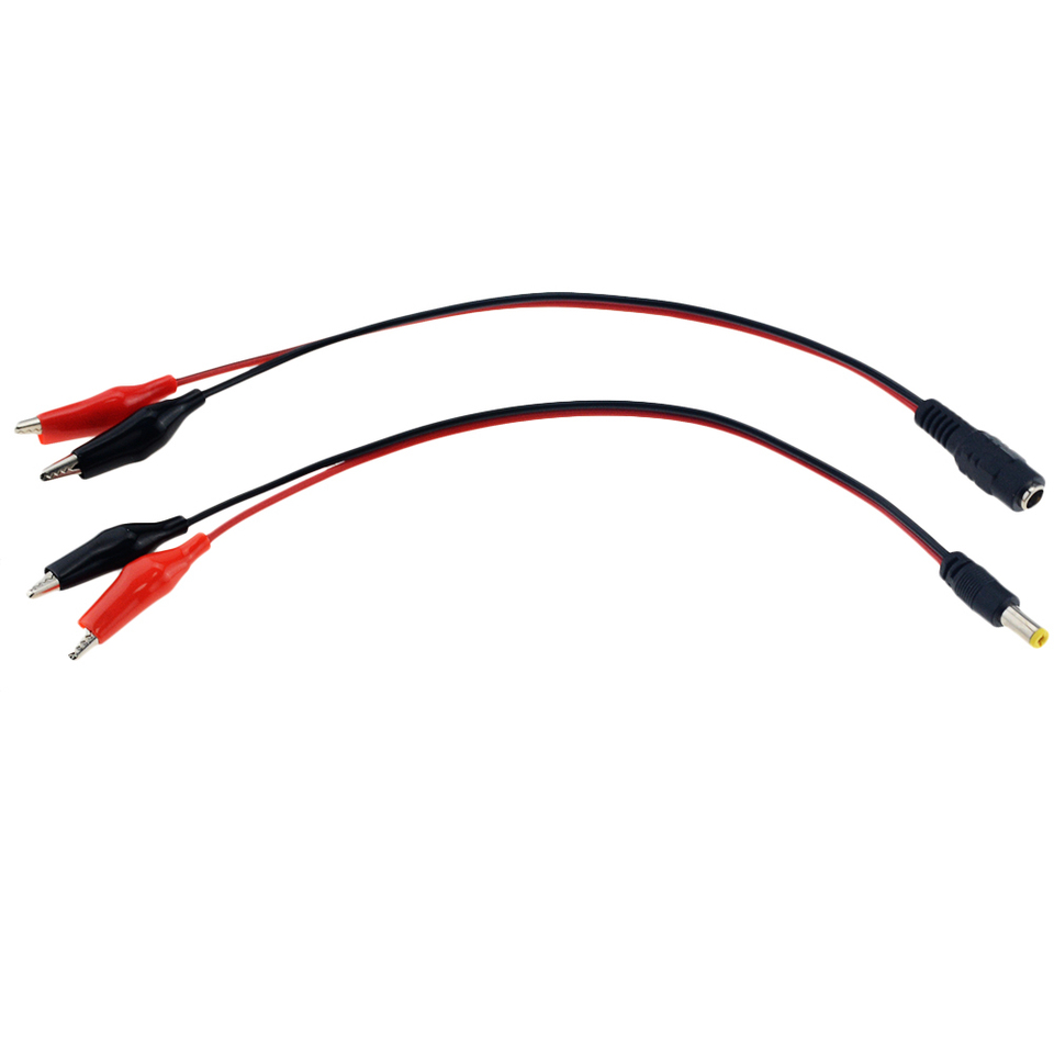 Alligator Clip To DC Power Plug Connector Adapter Plug 25CM Test Leads Wire DC 5.5*2.1mm Clips Crocodile Male Female Connect
