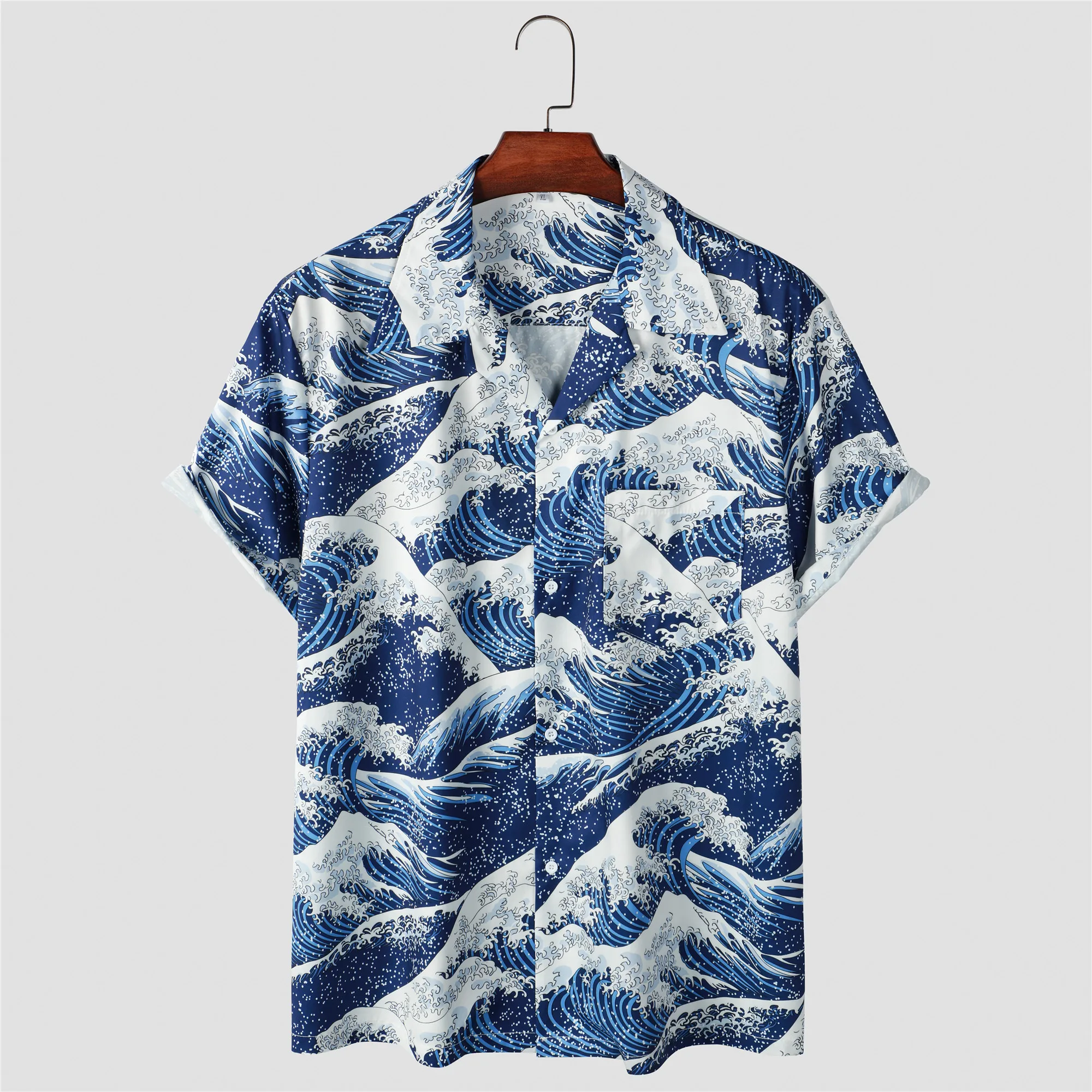 Chemise Hawaïenne Homme à Palmier à Rayure Grande Taille une Poche à