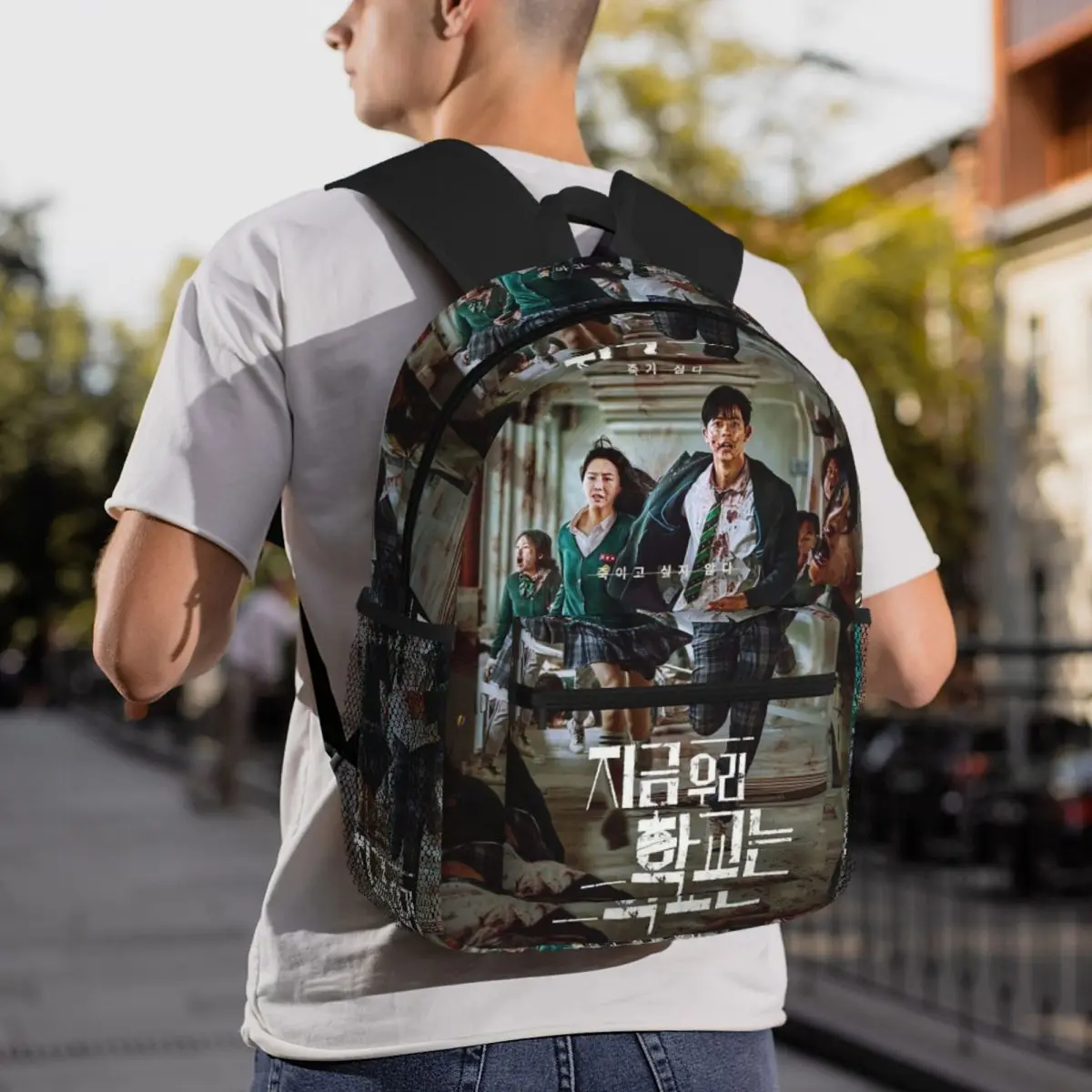 Korean Zombie Series Student Backpack School Bag Hiking Travel Daypack for Boys Girls Fashion Bookbag Shoulder Bags