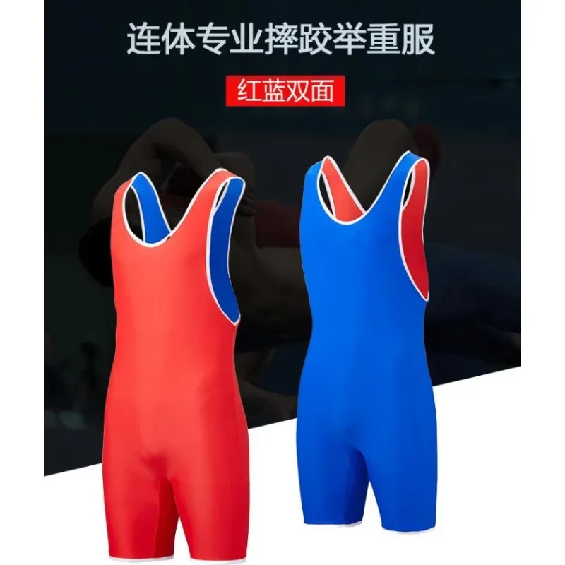 Wrestling Suit Double-Sided Unisex Training Competition Tight Clothes Weightlifting Suit Martial Arts Shirt