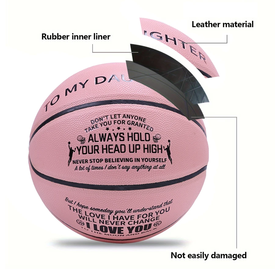1 pc pink No. 7 basketball PU leather indoor and outdoor professional game training ball