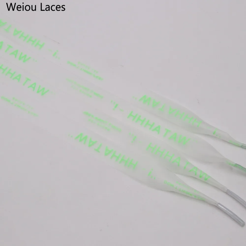 Weiou Hot Style Fashion Clothing 15mm Waterproof Ribbon Printing WATAHHH Flat PVC Laces Transparent Matte Tape Shoelace Cap Rope