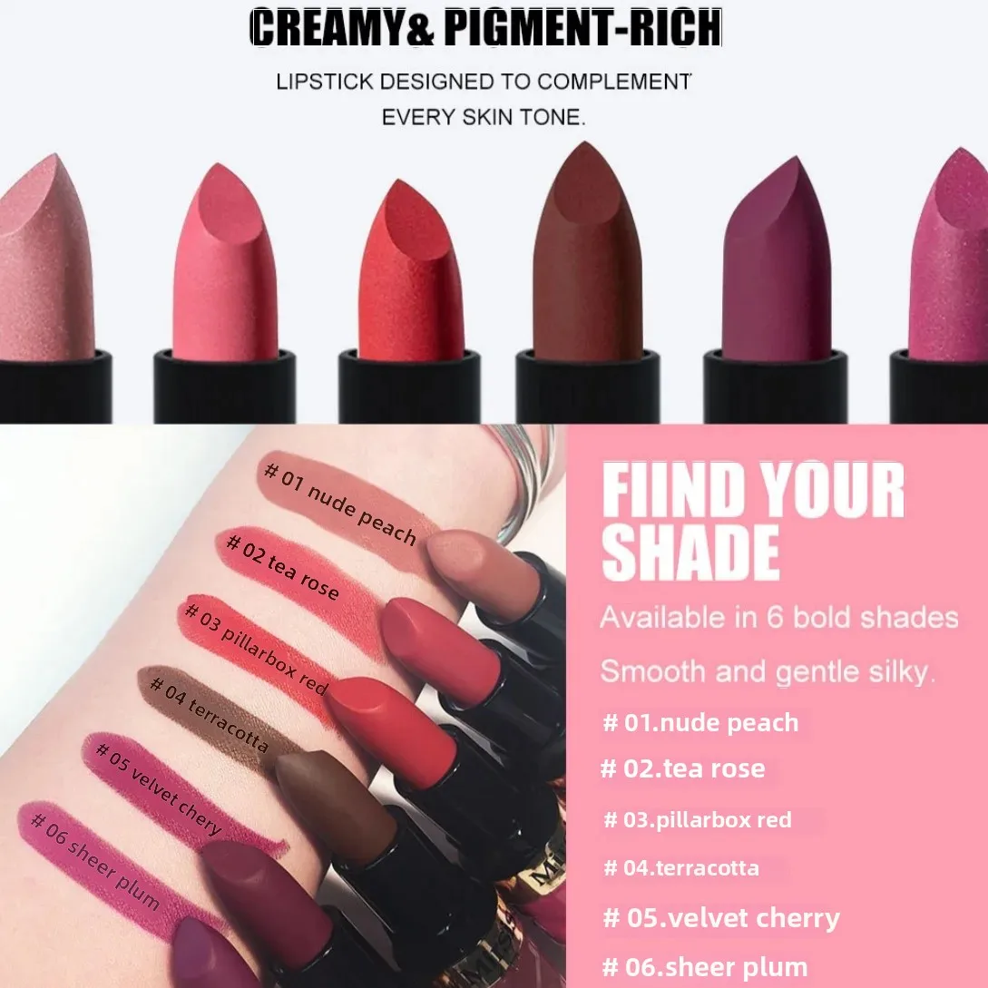 Velvet Matte Lipstick Non Transfer Waterproof Highly Pigmented Longwear Nude Peach Brown Cherry Tones Smooth Lip Makeup_voghion.com
