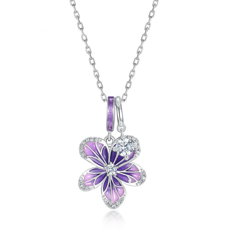 Women's Necklace Violet 925 Silver Purple Gradient Choker  Gift for Girls
