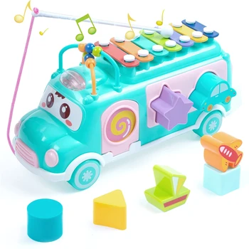 Baby Toy Cartoon Musical Instrument Bus Baby Toys Hand Knock Girl Boy Piano Education For 12-18 Months Baby Toy Gift 1
