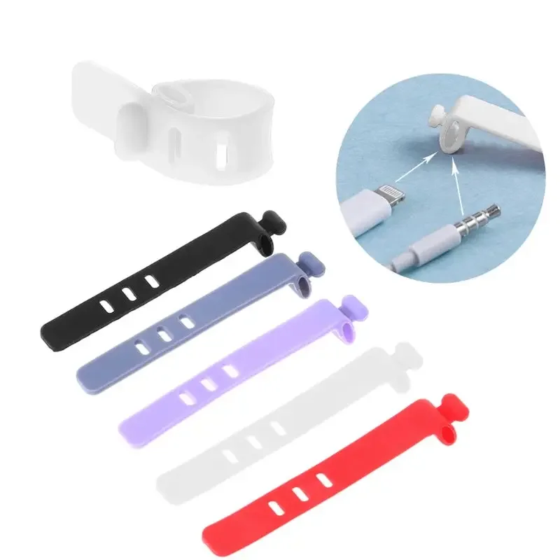 

Silicone Cable Organizer Tie Phones Data Wire Winder 4PCS Finishing Buckle