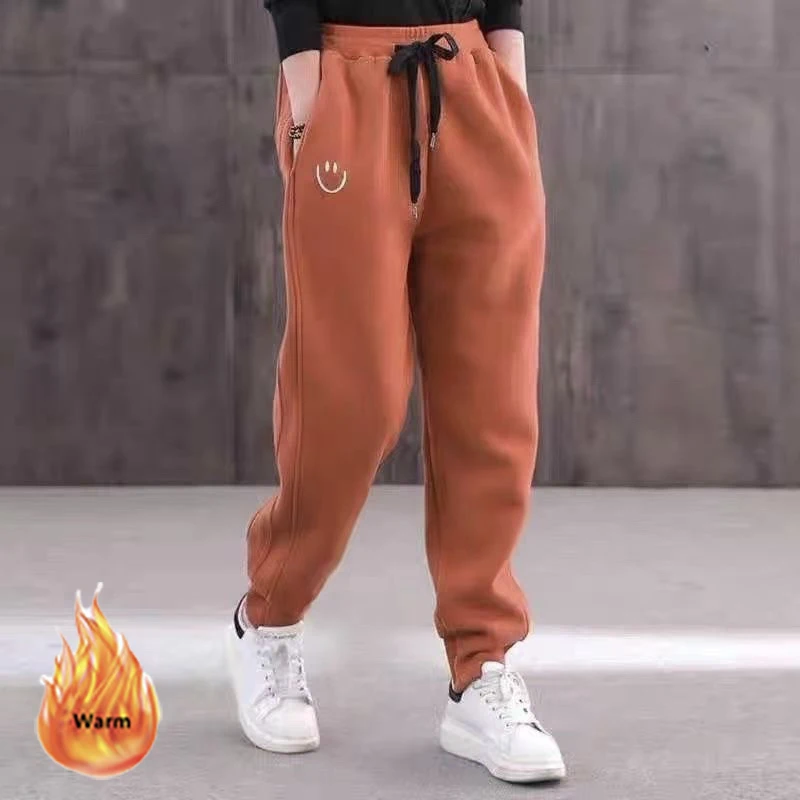 Plus Velvet Oversized Sweatpants Women Casual Drawstring Winter High Waist Ankle-Length Pants Warm Loose Jogger Pantalones M-4xl
