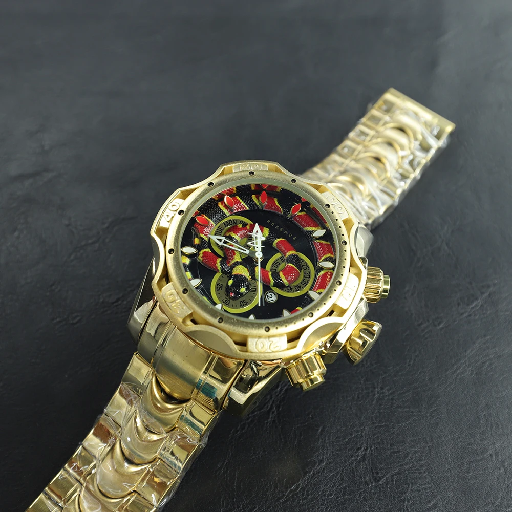

2023 Colorful Snake Decorative Dial Original Invincible Big Watches Mens Undefeated Luxury Watch Steel Clocks Relogio Masculino