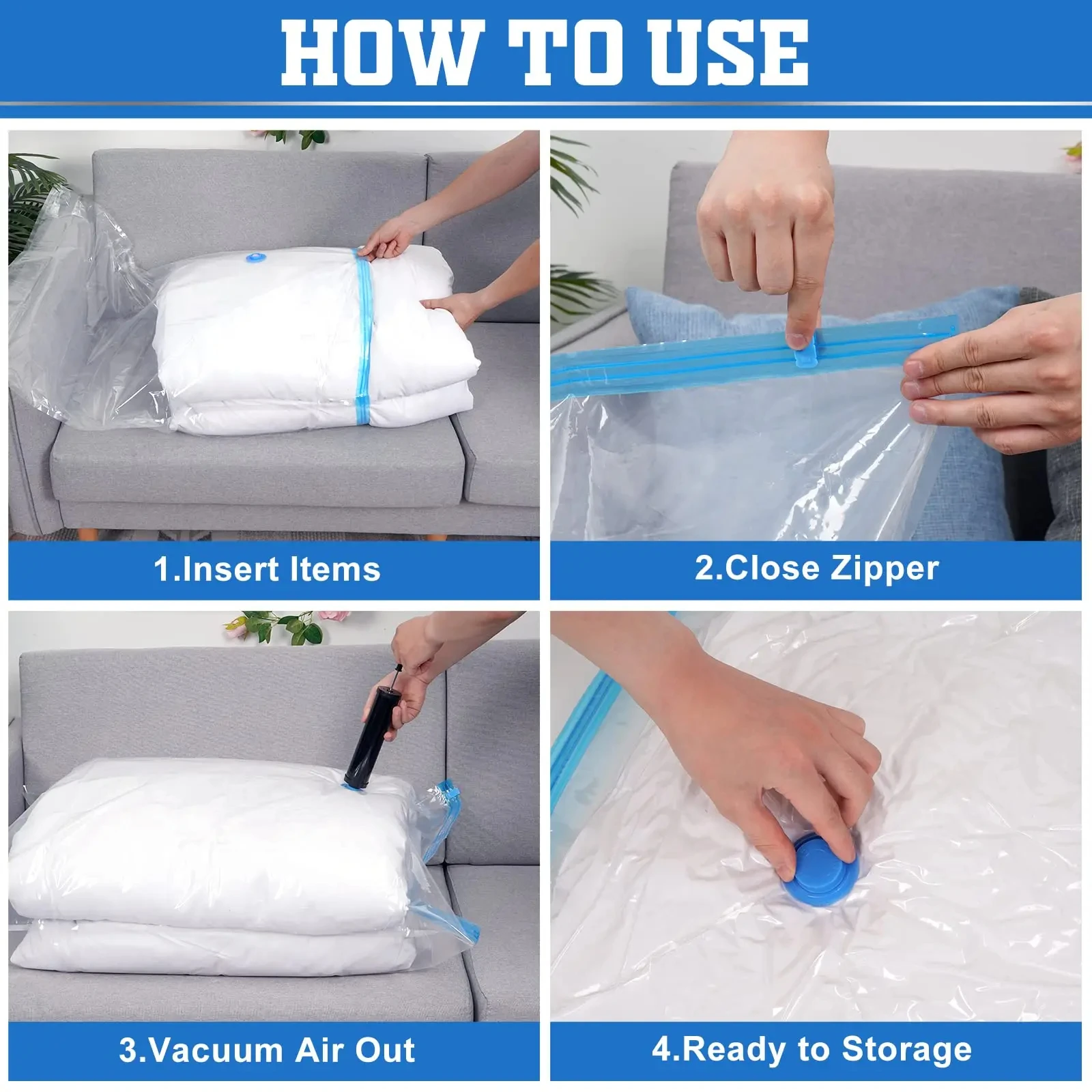 Vacuum Seal Storage Bags For Blankets And Pillows 1/5PCS Vacuum