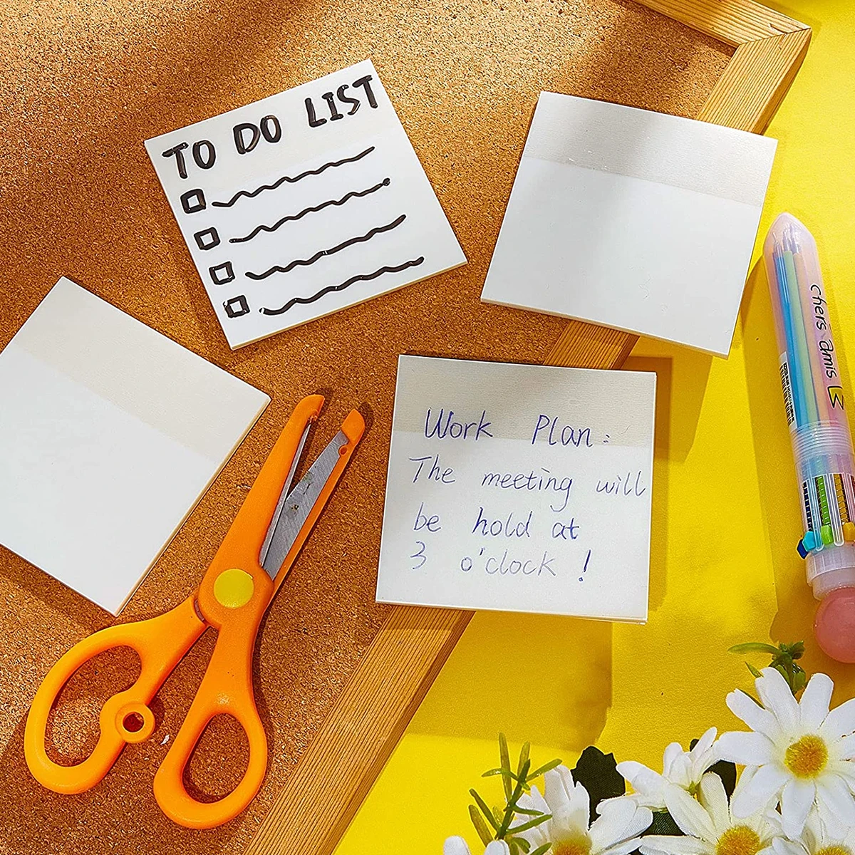 300Pcs ������ ��ƼĿ �޸� �е� 7.4 �� 7.6cm ��Ȯ�� ��ƼĿ �޸� �ڱ� ���� �޸� ���� �繫�� �н������� �޽��� �˸�