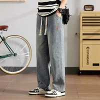 Men's Jeans 2023 Trendy American Style Loose-fit Straight-leg Casual Wide-leg Long Pants For Summer Lightweight Denim Trousers