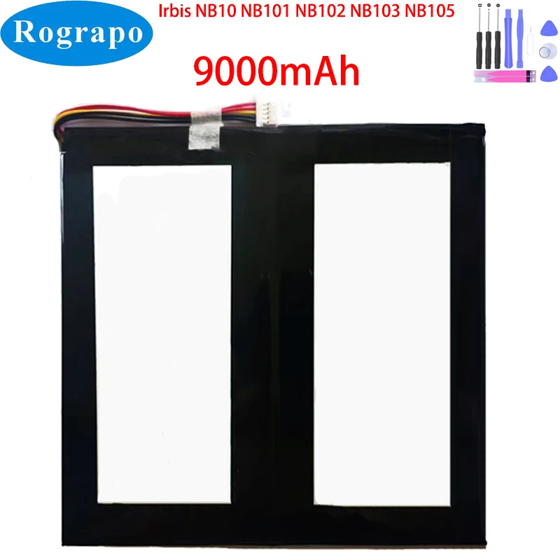 Tablet pc Bateria para Irbis Nb10 Nb101 Nb102 Nb103 Nb105 Fio Plug Mais Ferramenta Novo 3.8v 9000mah H28110140p