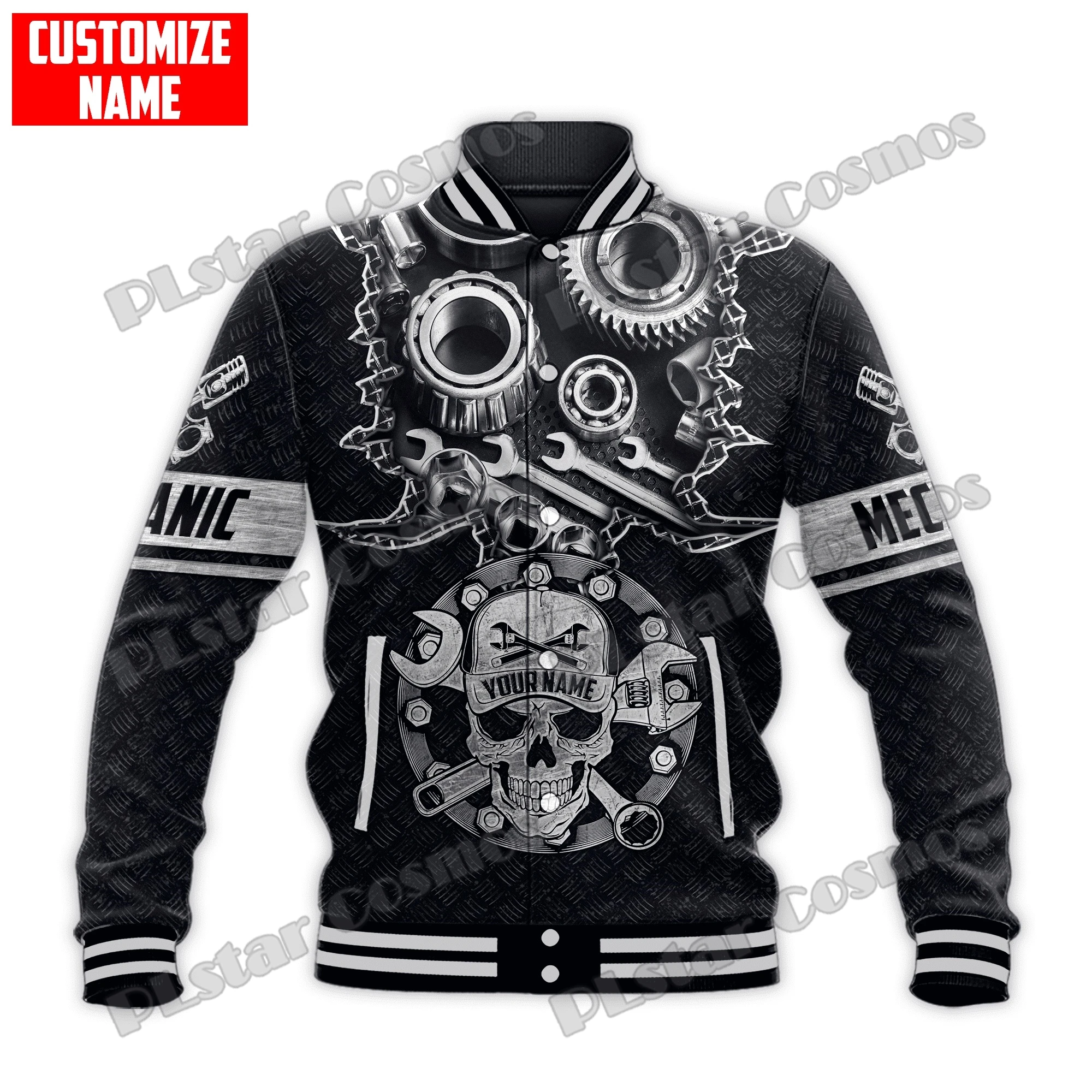 Personalisierte Name Mechaniker Muster 3D gedruckt Mode Herren Baseball Varsity Jacke Unisex Casual Winter Baseball Jacke BQF03 – Detail 10