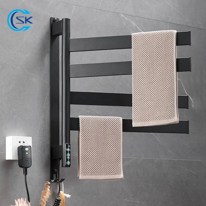 

Bathroom Thermostatic Display Electric Heated Towel Rail Touch Electric Towel Radiator 180° Rotation Energy Saving Towel Rack