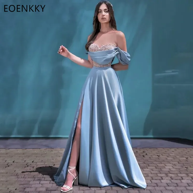 

Женское вечернее платье до пола EOENKKY, Элегантное коктейльное платье-трапеция с открытой спиной и Боковым Разрезом, для выпускного вечера