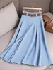 New Elegant Fashion Skirts For Women 2026 Spring Autumn Patchwork Pleated A-Line Mid-length Skirts Commuting Office Lady Skirt
