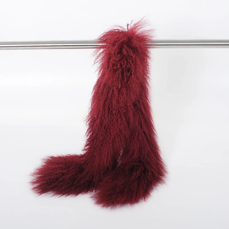 130CM European Fashion Ladies Mongolian Lamb Fur Genuine Tibetan Sheep Fur Scarf 6