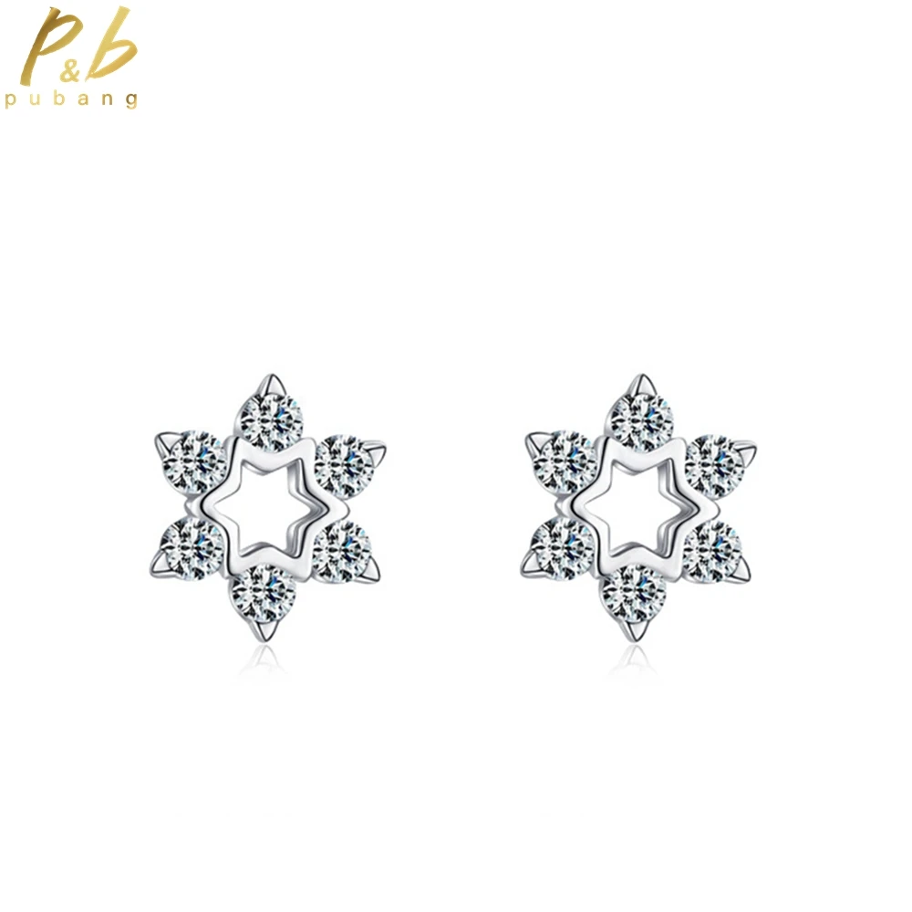 Pubang Fine Jewelry 100% 925 Sterling Silver Cocktail High Carbon Diamond Stars Orecchini A Bottone Per Le Donne Party Gift Drop Shipping