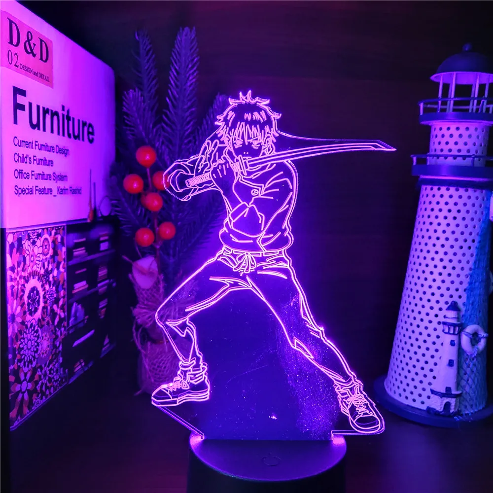 Jujutsu Kaisen Okkotsu Yūta 3d Anime Lamp Acrylic LED Night Light Illusion RGB Table Lamparas Bedroom Decor Manga Birthday Gift dinosaur light