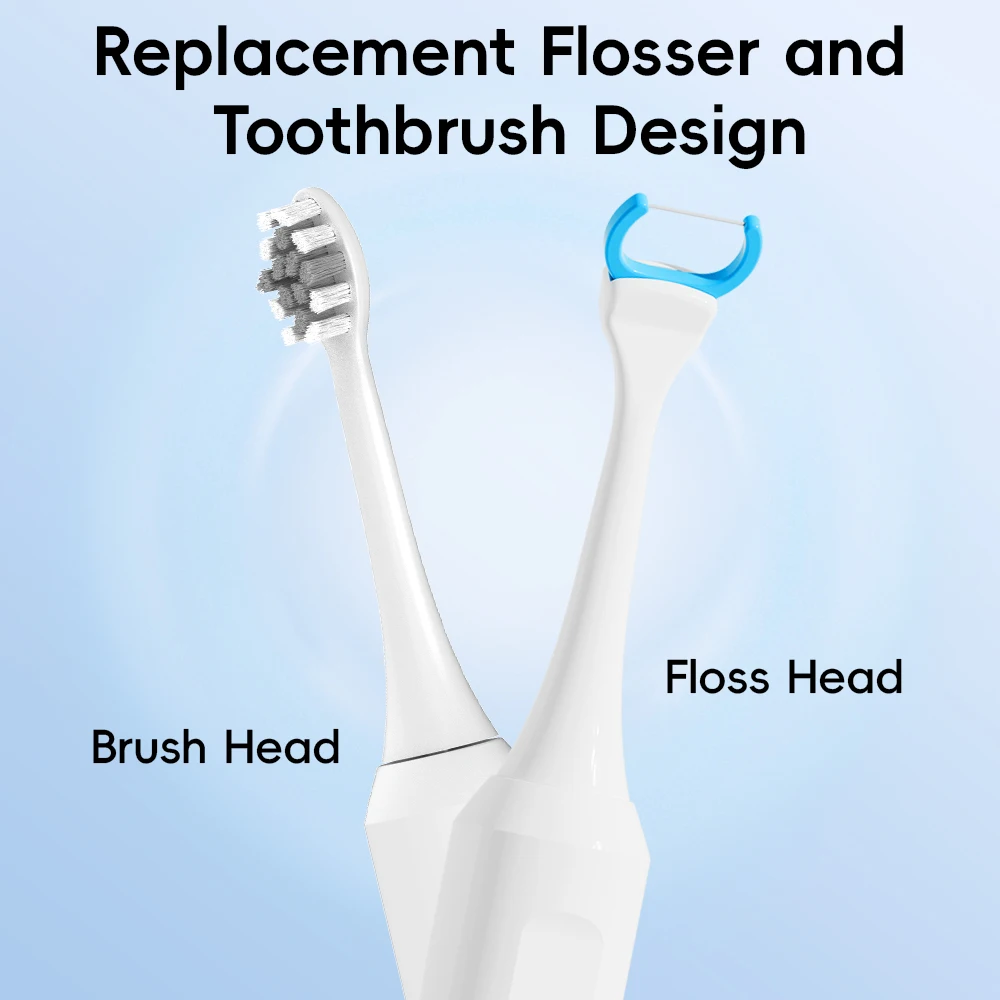 Electric Toothbrush Set with 3 Heads, 20 Floss Picks & Travel Case, 3 Modes & Timer, Compatible with Philips Sonicare Brush Head