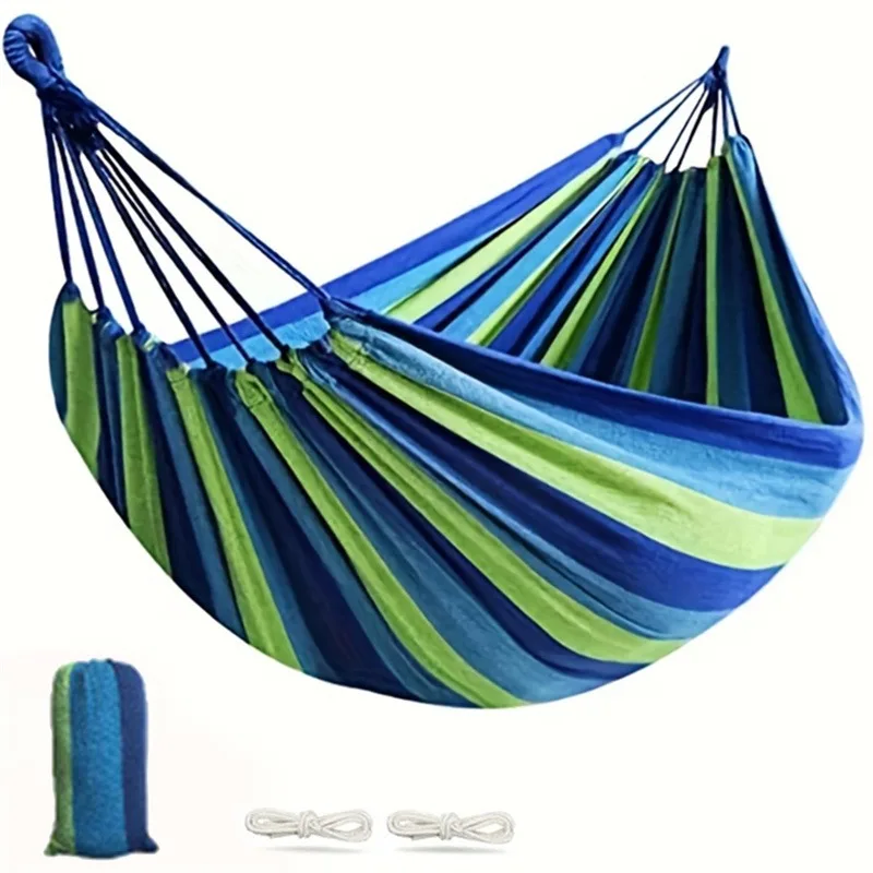 Hammocks Outdoor Camping Hammocks Portable Canvas Hanging Sleeping Bed Swing Chair For Garden Patio Backyard Anti Rollover