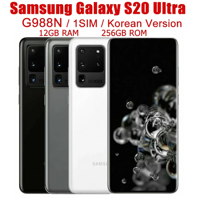 

Оригинальный разблокированный Samsung Galaxy S20 Ultra 5G G988N S20U 6,9 "256 ГБ ROM 12 Гб RAM Восьмиядерный Snapdragon NFC Смартфон Android