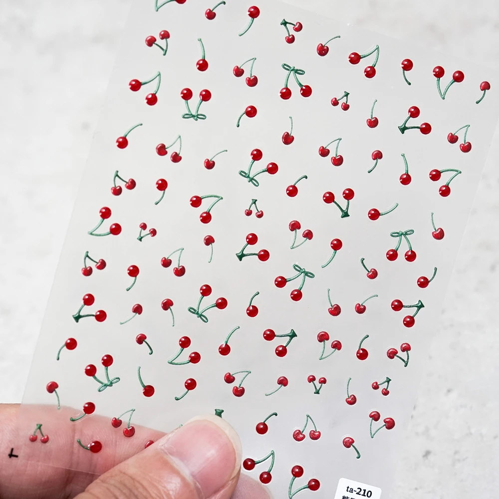 

Jelly Candy Cherry Stickers for Nails 5D Embossed Nail Stickers Self-Adhesive Design Art Accesoires Wraps Decals Manicure