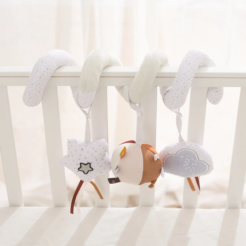 

Spiral Stroller Toys Newborn Plush Cloud Hanging Baby Soft Rattle Sensory Toys Crib Mobile Bassinet for Babies Boys Girls Gifts