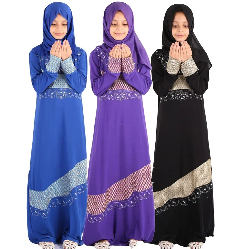 

Длинное платье kalenmos для мусульманских девушек со стразами, платье Burqa Khimar, исламский кафтан, арабские молитвенные Макси-платья, платье