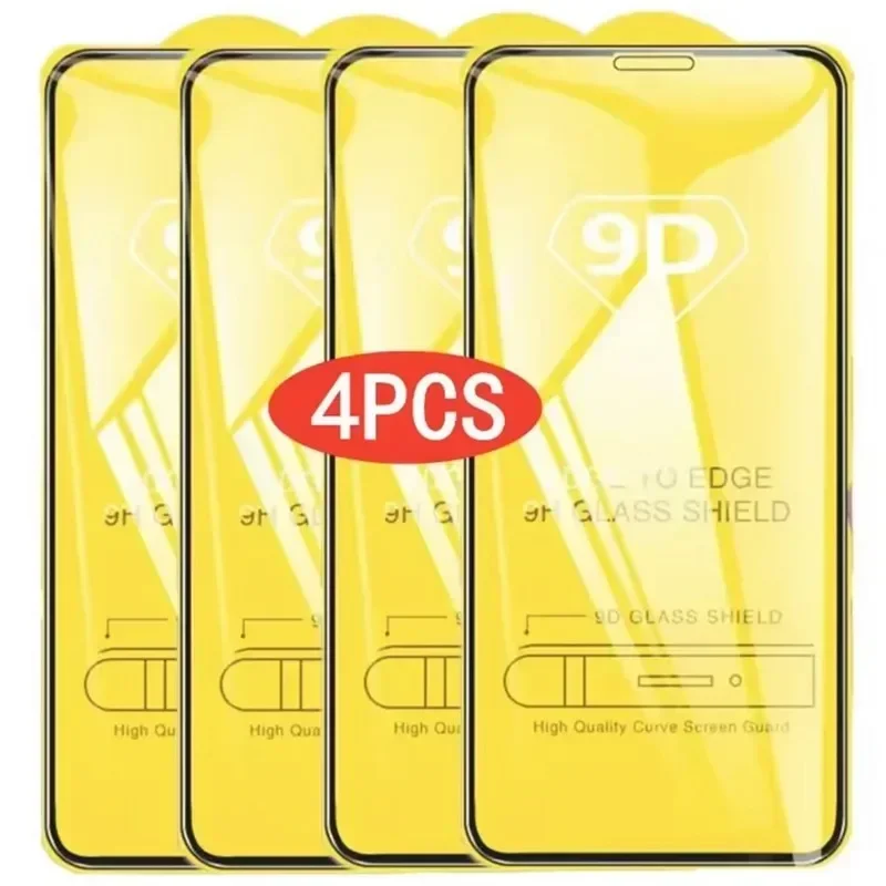 

Защитное стекло 9D для iPhone 4 шт., закаленное стекло для защиты экрана IPhone 14, 13, 12, 11 Pro Max, Mini, 7, 8 Plus, 11, X, XR, XS MAX