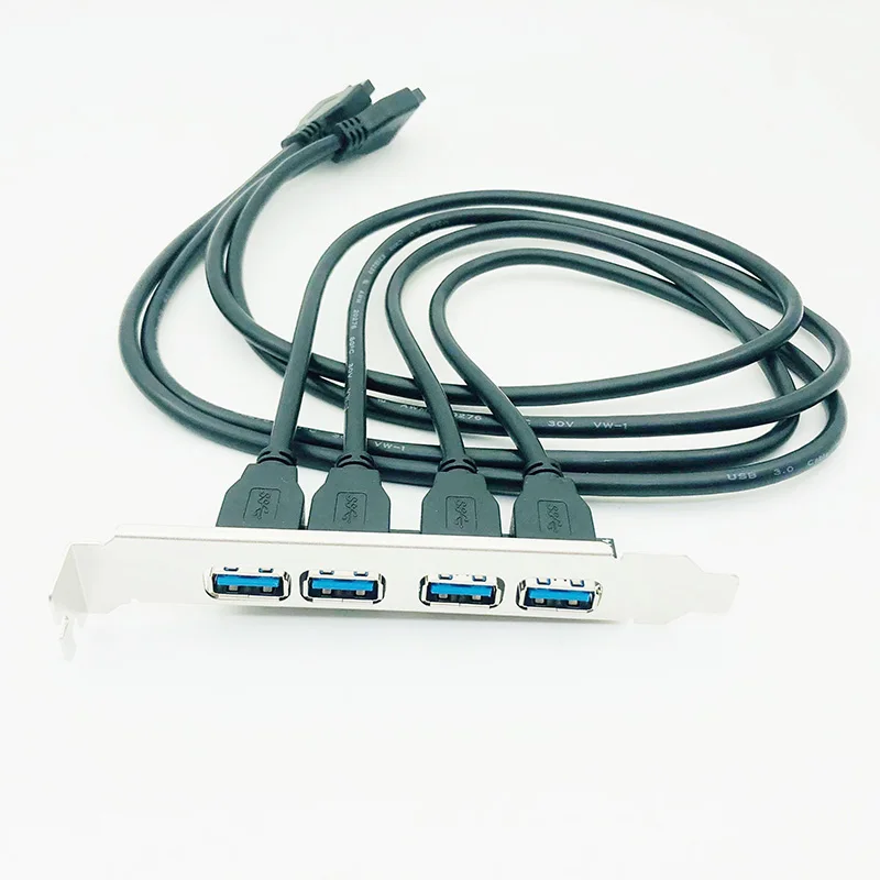 Placa-mãe Usb 3.0 20 Pinos para Portas Usb3.0 Defletor Adaptador 60cm Cabo Usb 3.0 Painel Traseiro Suporte de Expansão para Computador pc Preto - Imagem 4