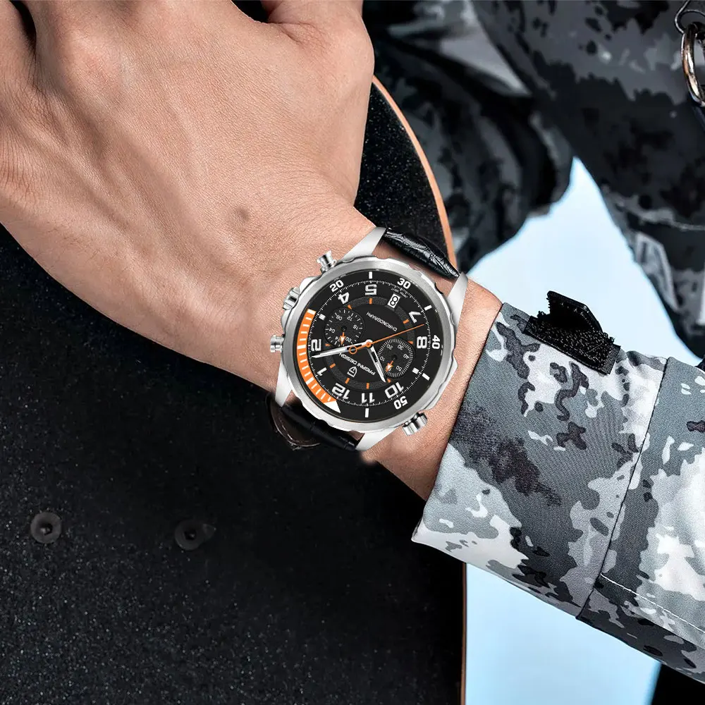 Pagani Design 1644 Orologio cronografo classico da uomo Giappone VK63 Movimento Lunetta in Ceramica Acciaio Inox Moda Uomo Sport Impermeabile Orologio al Quarzo, Oro, Cinturino