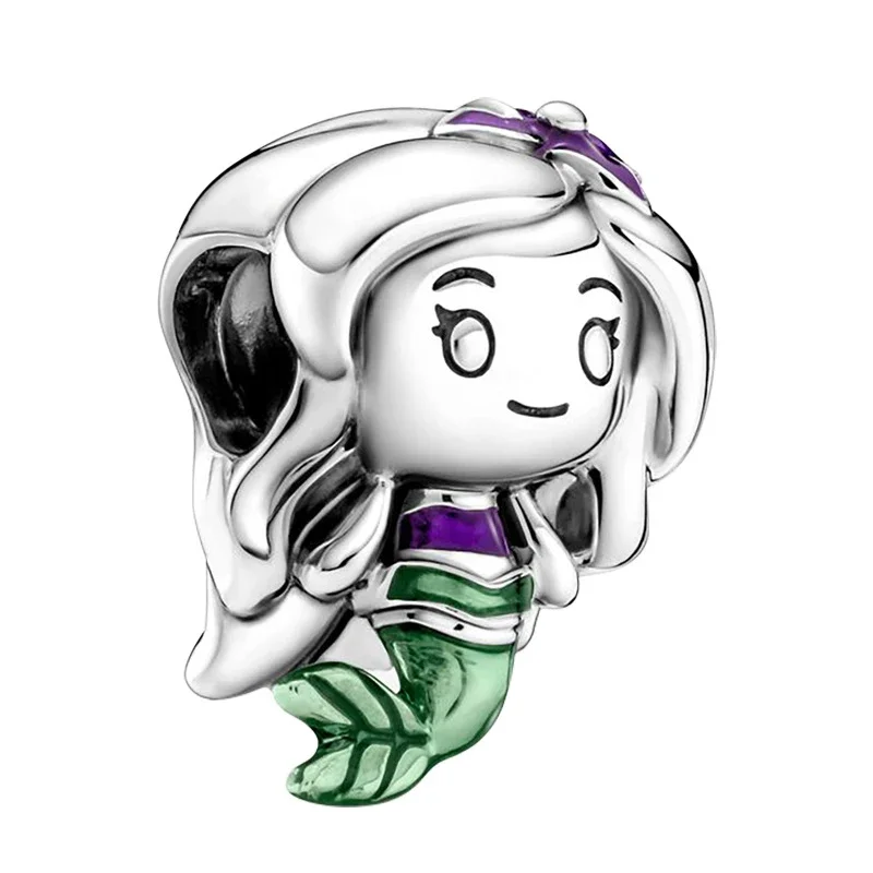 Fit Pandora Disney The Little Mermaid Ariel Charm Per La Creazione Di Gioielli Cartoon Princess Beads Women Girls Bracciale Accessori Fai Da Te