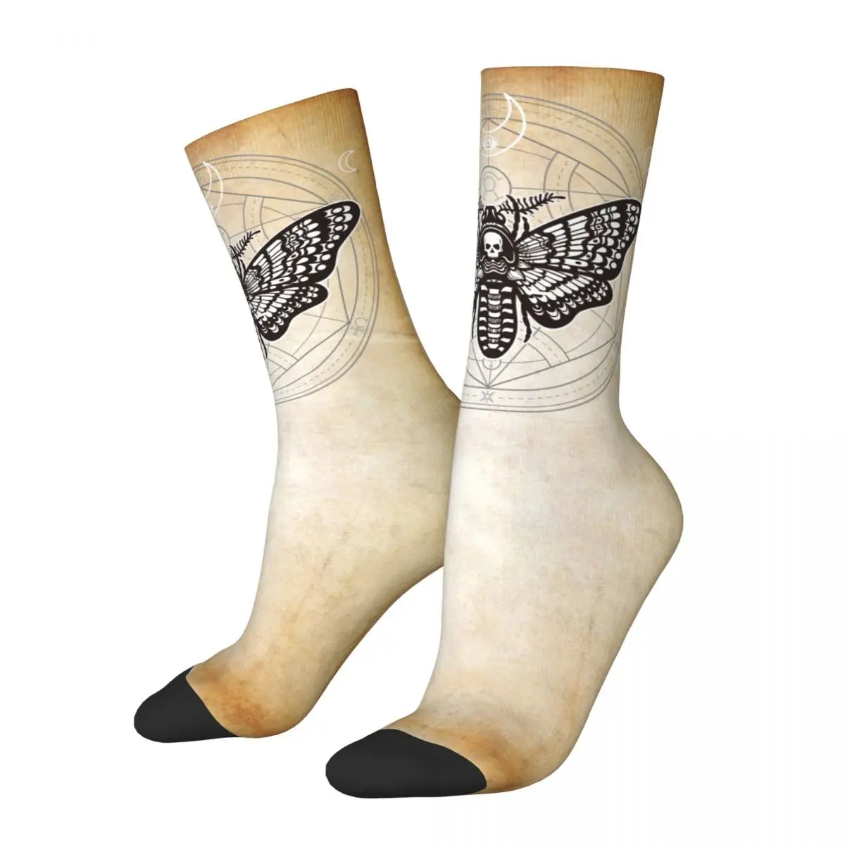 

Cool Moth Dead Head Mystical Esoteric Sacred Skull Moon Sports Socks Soft Middle Tube Socks Non-slip