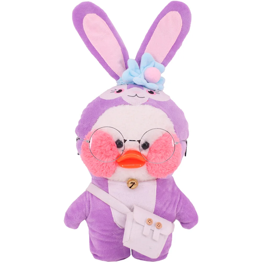 30Cm Lalafanfan Yellow Duck Plush Animal Clothes Purple Series Kawaii Cute Hoodie Sweater Bag Glasses Headdress Children Gifts Doll Clothes Plush Toy Accessories