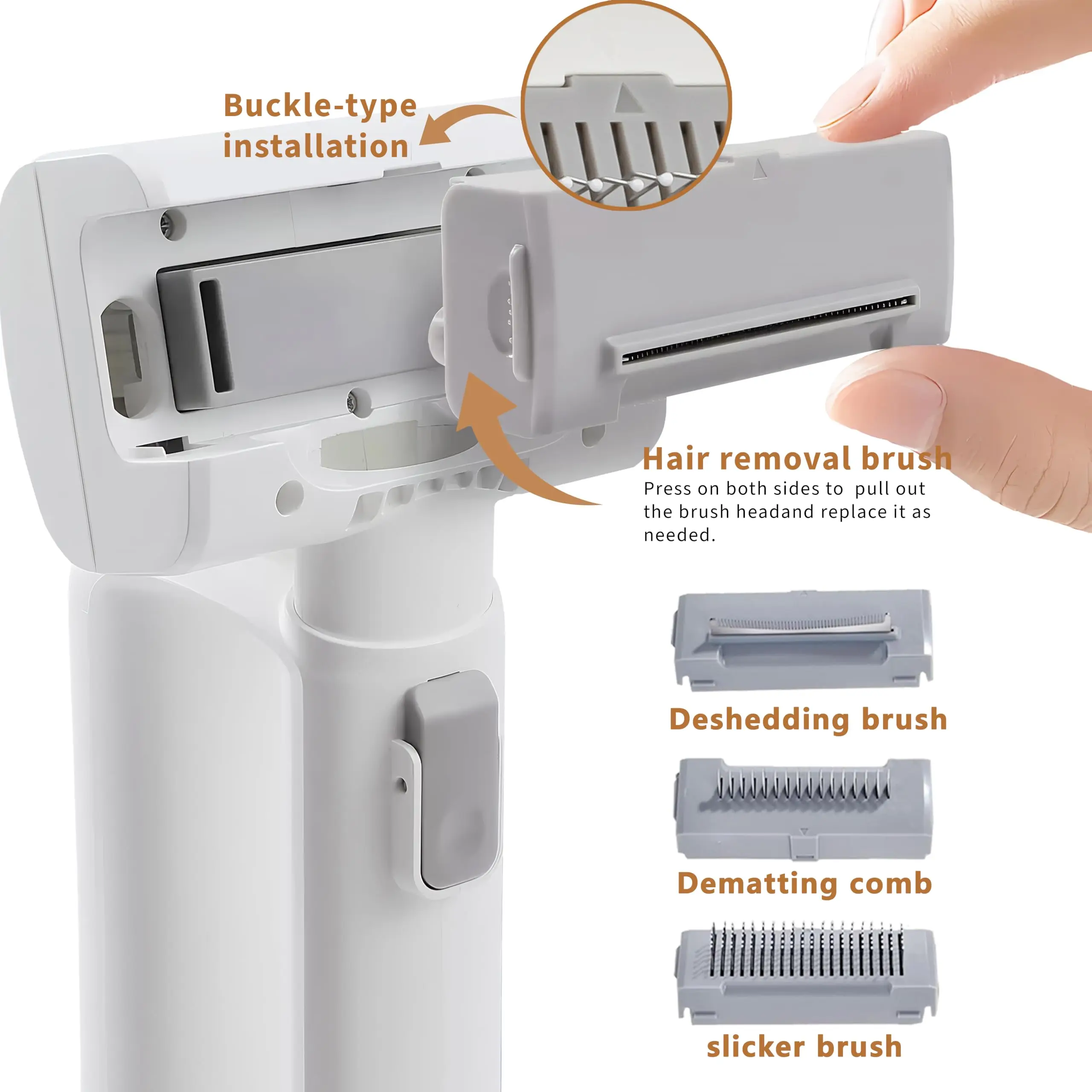 Deshedding Brush With Vacuum Suction, 5-in-1 Pet Removal Tool For Dogs Cats, Cordless Undercoat Rake Removes Loose Hair_voghion.com