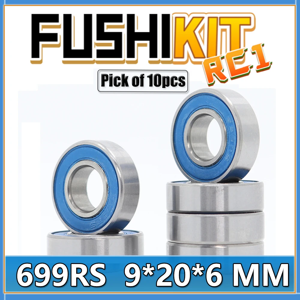 FUSHI 699 2RS Bearings Blue Sealed 9x20x6 mm , ABEC3 699rs Shaft Ball