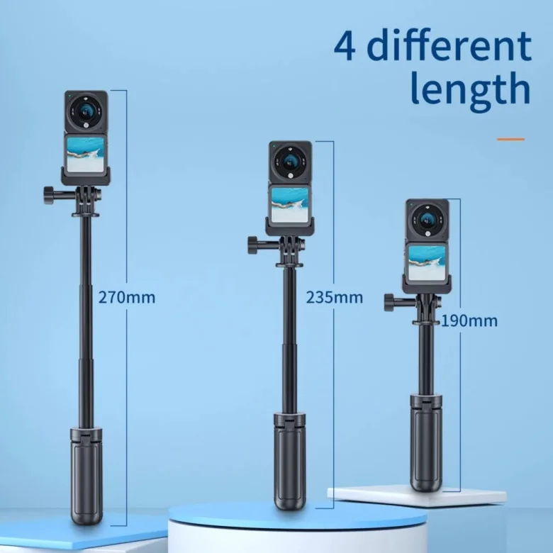 Câmera Mini Selfie Vara Extensível Tripé Estável Parafuso para Gopro Hero 10 Insta360 One x2 x Xiaomi yi Câmeras Fran16bk - Image 3
